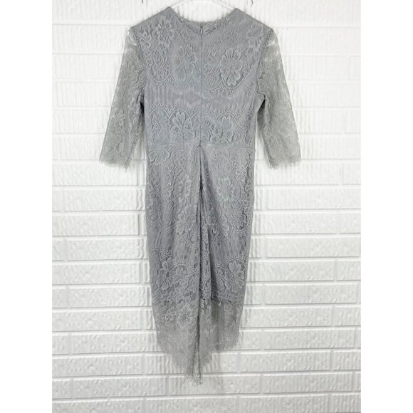 Lulus Dress Small Angel Eyes Grey Lace Midi Formal Wedding Event Mother of Bride - Picture 8 of 13